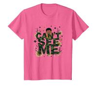 Niños Camo Cant See Me Juguetón Escondite Aventura Camiseta, Niños, Rosa Jaspeado, 6 años