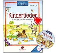 Niños Canciones para una o dos Flautas Soprano de Barbara Ertl - Colección de 33 tradicional alemana Niños Canciones, muy fácil hasta gesetzt con CD y Bunter herzförmiger Ordenador Pinza