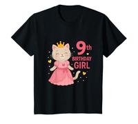 Niños Celebración del 9º cumpleaños de Princesa Gato Camiseta