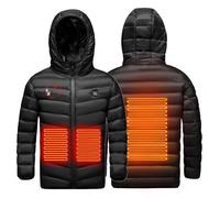 Niños Chaqueta Calefactable,Talla Grande Cálido Abrigo Calefacción 3 Temperaturas de Calentamiento Chaquetas Térmico USB Eléctrico Heated para Actividades Al Aire Libre Invierno