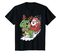 Niños Christmas Dino T-Rex - Papá Noel Sleigh Ride Funny 2025 Xmas Camiseta