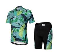 Niños Ciclismo Jersey Conjunto Ropa Niños Niñas Pantalones Cortos Pad Trajes - Verde - Large
