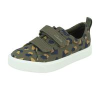 Niños Clarks City Brillante Cierre Adhesivo Cierre Zapatillas de Lona