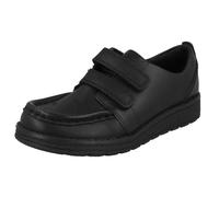Niños Clarks Formal Cierre Adhesivo Zapatos de Colegio Mendip Brillante