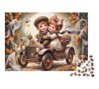 Niños Coche otoño 1000 Piezas Cartón Reciclado Art Coche niño Vintage Rompecabezas para Adultos Corte Preciso Sin Polvo Antiestrés Momento De Calma Confiable 52x38cm/1000pcs