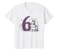 Niños Conejo dulce con flores 6º cumpleaños niña cumpleaños Camiseta