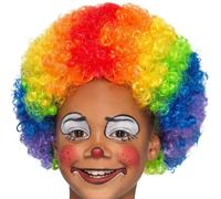 Niños Crazy Payaso Arcoiris Disfraz Peluca Afro Multicolor Afro Por Smiffys