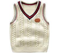 Niños Cuello en V Chaleco Vest Sweater Jerséis de Punto Sin Manga Jersey Albaricoque 90cm