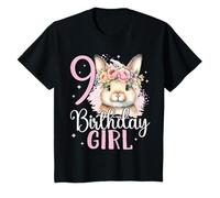 Niños Cumpleaños 9 Conejo Animal del Bosque Niña Nueve 9 años Camiseta