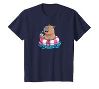 Niños Cute Capybara Pool Float Beach Summer Rainbow Boba Tea Camiseta