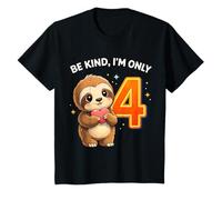 Niños Cute Sloth I'm Only 4 Funny Fourth Birthday Camiseta