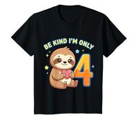 Niños Cute Sloth I'm Only 4 Funny Fourth Birthday Camiseta