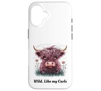 Niños de Highland Cow «Wild Like My Curls» I Love Curls para niños pequeños Carcasa para iPhone 16