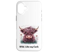 Niños de Highland Cow «Wild Like My Curls» I Love Curls para niños pequeños Carcasa para iPhone 16 Plus