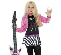 Niños Disfraz Niña Glam Estrella de Rock Rosa Pop Traje Por Smiffys