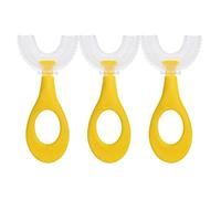 Niños en Forma de Limpieza de La Limpieza Del Cepillo de Dientes: 3 Unids de Silicona U Cabeza Cabeza Cepillo de Dientes Entero Manual Cepillo de Dientes Amarillo