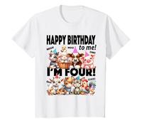 Niños Farm Animal 4th Birthday - Camiseta de fiesta de granero con texto en inglés "I'm Four Happy Barnyard Camiseta