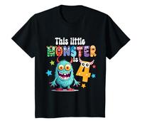 Niños Fiesta de 4 años de This Little Monster is Four para niños Camiseta
