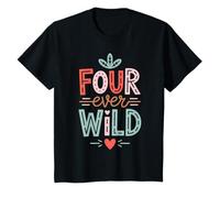 Niños Four Ever Wild Fourth Birthday Toddler Cute 4 Year Old Camiseta