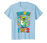Niños Funny Two Rex Dinosaur T-Rex Boy 2º cumpleaños 2 años Camiseta