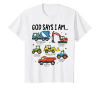 Niños God Says I Am Construction Biblia Versículo Camión Niño Niño Camiseta