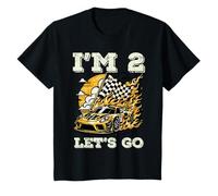 Niños Im 2 Lets Go Race Car Flag 2nd Birthday Boys Toddler Kids Camiseta