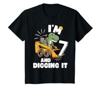 Niños I'm 7 and dig it 7th Birthday Dinosaur Construction Camiseta