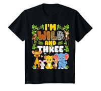 Niños I'm Wild And Three Jungle Safari Animal 3rd Birthday Kids Camiseta