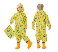 Niños Impermeable con Capucha Mono Chubasquero Mono Pieza Niño Chubasquero Ligero Niñas Chaquetas Impermeablespelele Amarillo 1-2 Años
