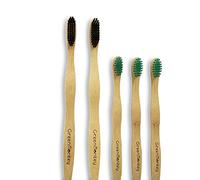 Niños infantiles cepillo de dientes de bambú-natural orgánica de madera ecológica amigable 100% cepillo de dientes reciclable biodegradable (Family Pack (x3 niños y x2 cepillo de dientes para adultos)