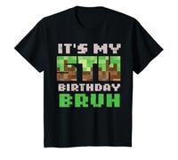 Niños It's My 5th Birthday Bruh Pixel Gamer 5 Bday Gaming Boys Kids Camiseta