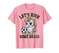 Niños Let's Kick Some Grass Soccer Unicorn Gym Girls Mom Camiseta