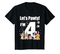 Niños Lets Pawty I'm Four Puppy - Traje de Fiesta de cumpleaños con temática de Perro Camiseta
