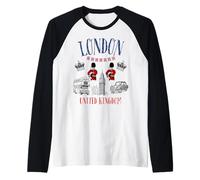 Niños Londres Gran Bretaña British Souvenir Autobús Cabina Chica Niños Camiseta Manga Raglan