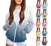 Niños Manga Sudadera con Capucha Chaquetas Largo Niña Sudaderas Hoodies Cremallera Niños Sudaderas de Manga Larga Moda Casual Otoño Invierno Hoodie para niñas 4-12 años Cazadora con Cremallera