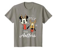 Niños Mickey Mouse and Pluto Deck The Antlers Navidad Camiseta