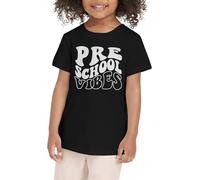 Niños Moda Niño Niño Niñas Ropa de Verano Primer Día de la Escuela Camisa En Mi Preescolar Camisas de guardería Niños 146, Negro , 7-8 años