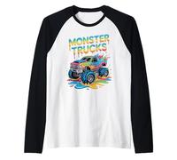 Niños Monster Truck Drip Colorido Graffiti Ice Cream Drip Boy Camiseta Manga Raglan
