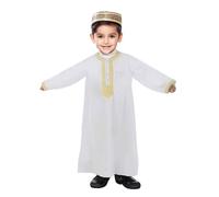 Niños Musulmanes Jubba Thobe, Islámico Abaya Thobe,Vestido de Oración de Manga Larga Abaya para Niñas Kurta Dishdasha Eid Ropa para Niños