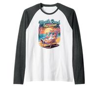 Niños Myrtle Beach Vacation Cat Vacay Travel Funny Mom Camiseta Manga Raglan
