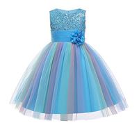 Niños Negro Niños Niñas Flores Princesa Novio Pageant Vestido de Noche Cumpleaños Fiesta Vestido de Novia Niñas Leggings Con, azul, 8-9 años