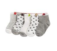 Niños Niñas Calcetines de Deportivo Jogging Algodón Cómodo Suave Elasticity Absorber el Sudor primavera verano otoño Color Gris 0-1 año ( Pack de 5 Pares)