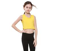 Niños Niñas Chaleco Liso Crop Tops Camiseta tee Top Dance Wear Gimnasia Fancy Dress Amarillo 9-10 Años