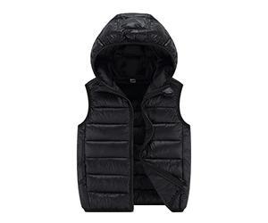 Niños Niñas con Capucha Algodón Abrigo Chaleco Niño Chaleco Chaqueta de Pluma Acolchado Cremallera Puffer Cálido Invierno Chaleco de Plumas Chaquetas Acolchado Sin Mangas Abrigo con Capucha