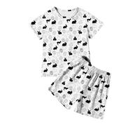 Niños Niñas Conjuntos de Ropa Conjunto Casual Verano Cuello Redondo y Botones Camiseta sin Mangas Pantalones Sueltos Gasa Fruncido 2 Piezas Chándal para a 11 años