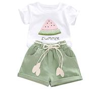 Niños Niñas Conjuntos de Ropa Conjunto Danza Estampada Verano Flores Camisa Top Blusa Y Pantalones Gasa Fruncido Sueltos Cortos Manga Corta para 2-8 años