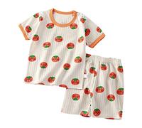 Niños Niñas Conjuntos de Ropa Conjunto Hip Hop para Cuello Redondo y Botones Top Pantalones Cargo Gasa Fruncido Sueltos 2 Piezas Chándal 1 a 6 años