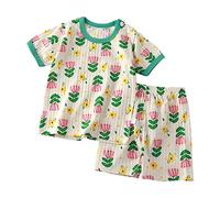 Niños Niñas Conjuntos de Ropa Conjunto Hip Hop para Cuello Redondo y Botones Top Pantalones Cargo Gasa Fruncido Sueltos 2 Piezas Chándal 1 a 6 años
