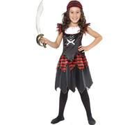 Niños Niñas Disfraz de Pirata Niña Negro/Rojo/Blanco Por Smiffys