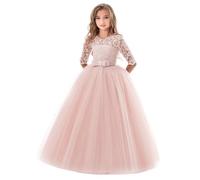 Niños Niñas Vestido de Carnaval Princesa Largo de Encaje con Bowknot Dama de honor Vestido de Noche de Boda Vestido de Primera Comunión Fiesta Cumpleaños Fotografía